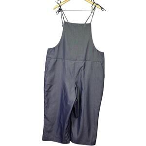 Express Apron Neck Tie Spaghetti Strap Wide-Leg Overall Jumper Chambray Size XL
